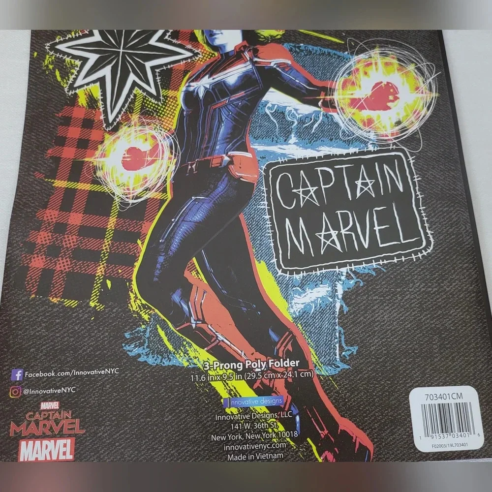 Marvel 3pcs. Captain Marvel 3 Prong 2‎ Pocket Poly Folders
